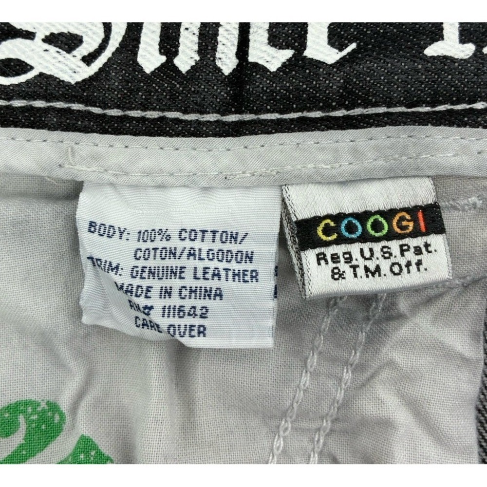VNTG 90's Y2K Coogi Jeans Men Gray Embroidered Baggy Genuine Leather 46X27 - Picture 5 of 10